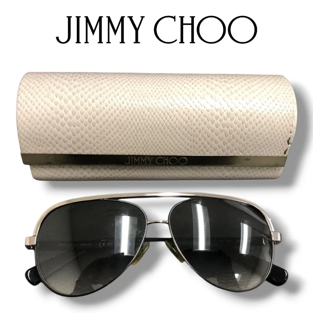 Jimmy Choo LINA/S Silver Black Crystal Jeweled Aviator Gradient Sunglasses - Picture 7 of 16